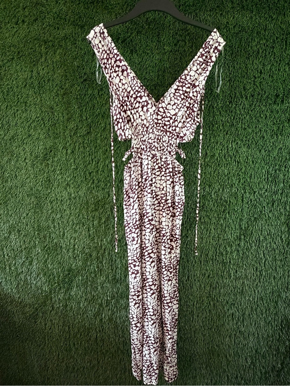 J for Justify Burgundy and White One-Shoulder Printed Maxi Dress